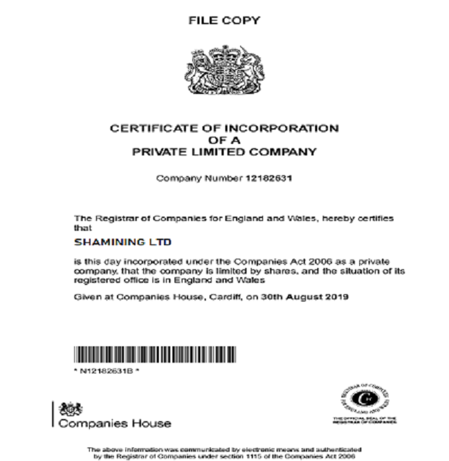 company Certificate